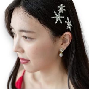 Cubic Star Design Hair Clips A set of 4 Bridal hair accessories
